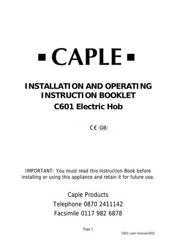C601 Instruction manual
