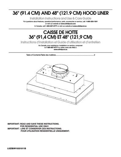 Maytag UXL6036YSS Cooker Hood User Instructions
