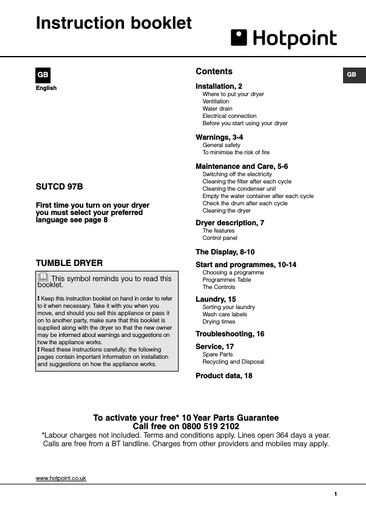 Hotpoint SUTCD 97B 6GM Ultima S Line Dryer