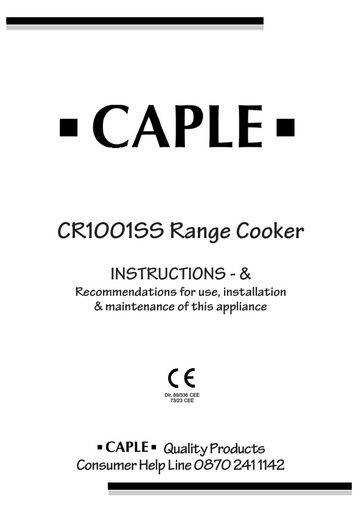 CR1001SS Instruction manual