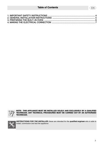 SMEG SC770U Electric Multifunction Oven General Installation Instructions