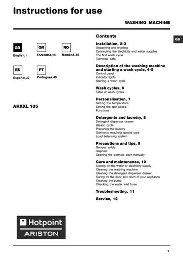 Ariston ARXXL105 Washing Machine
