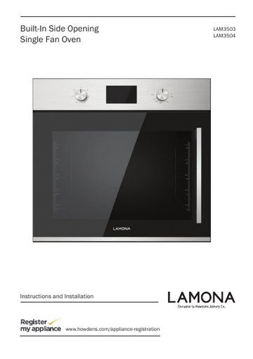 Lamona side opening single fan oven LH/RH - LAM3503/LA Manuals