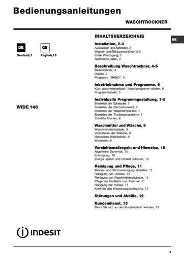 Indesit WIDE 146 Washer Dryer