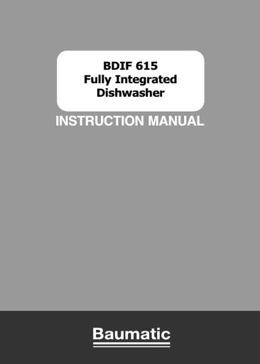 Baumatic BDIF615 Dishwasher