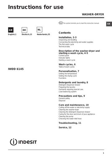 Indesit IWDD 6145 Washer Dryer