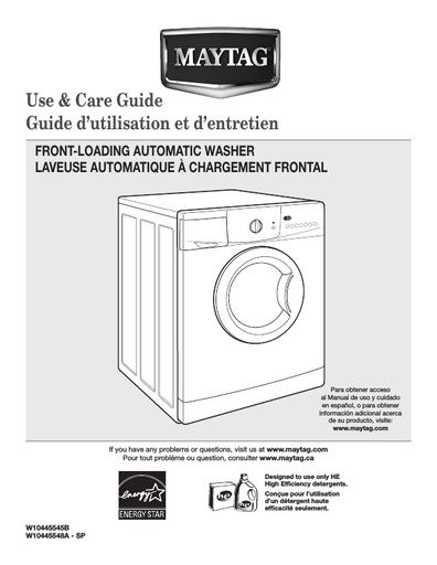 Maytag MHWC7500YW Washing Machine User Instructions