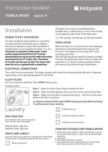Hotpoint V4D 01 P Dryer