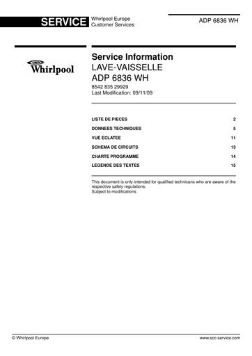 Whirlpool AWZ 3795 Service Manual