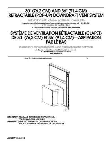 Maytag UXD8630DYS Cooker Hood User Instructions