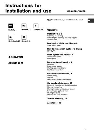 Hotpoint AQM8D 69 U Washer Dryer