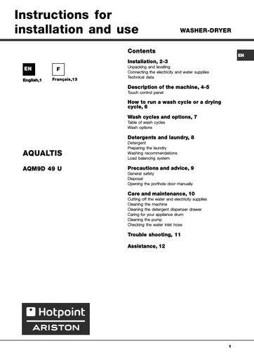 Hotpoint AQM9D 49 U Washer Dryer