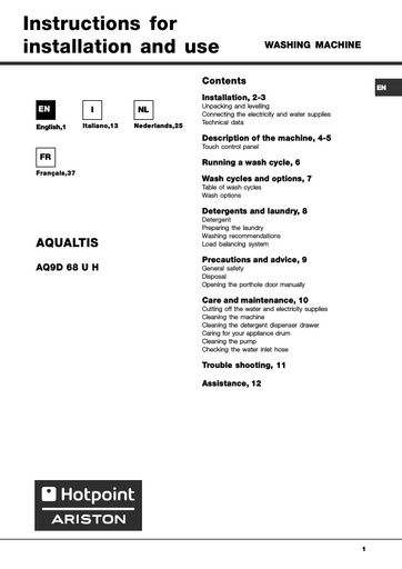 Hotpoint Aqualtis AQ9D 68 U H Washing Machine