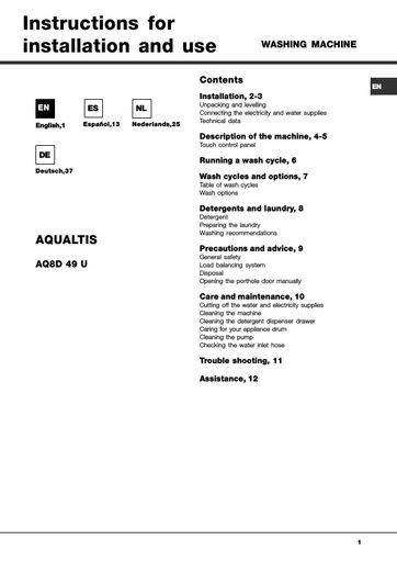 Hotpoint Aqualtis AQ8D 49 U Washing Machine