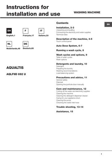 Hotpoint Aqualtis AQLF9D 692 U Washing Machine