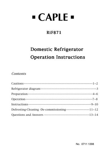 RiF871 Instruction manual