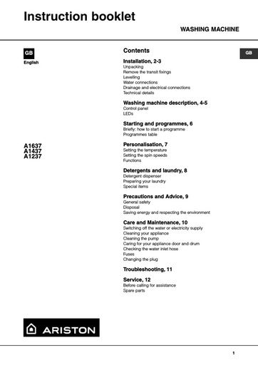 Ariston A1437 Washing Machine