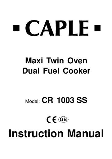 CR1003SS Instruction manual