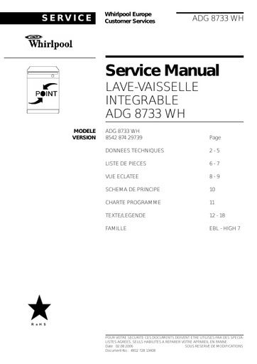 Whirlpool ADG 8733 WH Service Manual