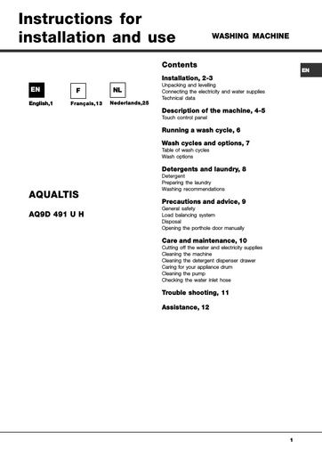 Hotpoint Aqualtis AQ9D 491 U H Washing Machine