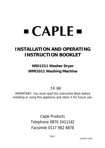 WMi1011 WDi1211 instruction manual
