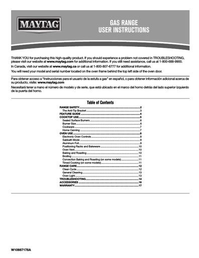 Maytag MGR8700DS Range User Instructions