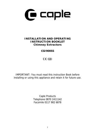 CGI900SS UM Instruction manual