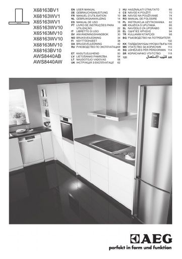 AEG X68163BV10 Cooker Hood User manual