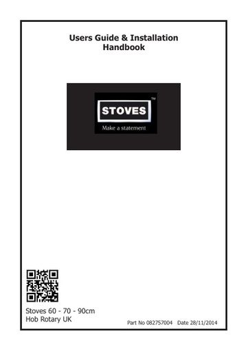 Stoves 82757004 Users Guide & Installation Handbook