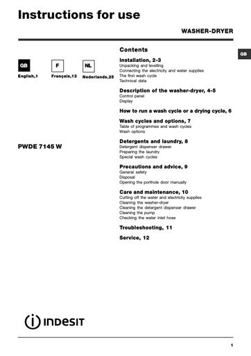 Indesit PWDE 7145 W Washer Dryer