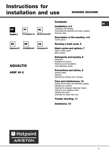 Hotpoint Aqualtis AQ9F 49 U Washing Machine