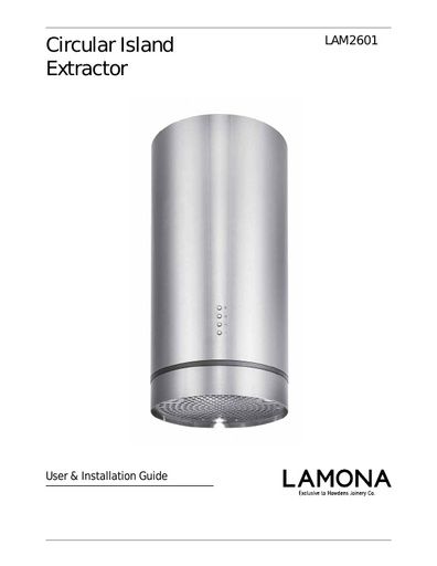 Lamona Stainless Steel Cylinder Island Chimney Extractor - LAM2601