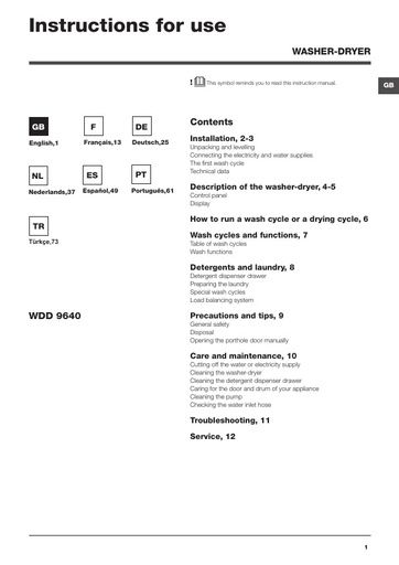 Hotpoint WDD 9640B Washer Dryer