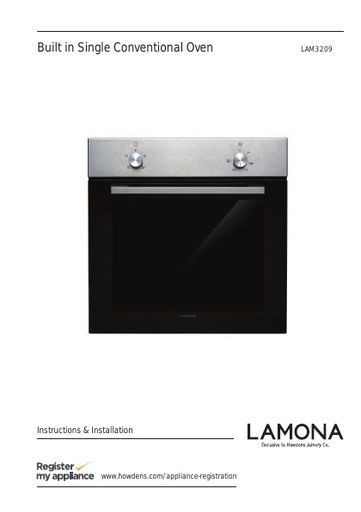 Lamona Single Conventional Oven - LAM3209 Manuals