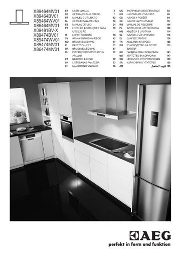 AEG X89464MV01 Cooker Hood User manual