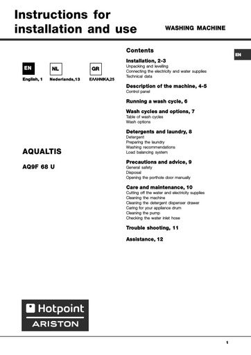 Hotpoint Aqualtis AQ9F 68 U Washing Machine